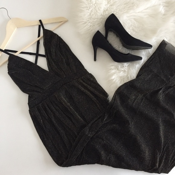 NWT Homecoming Prom Shimmer Black Maxi Dress - Picture 5 of 7